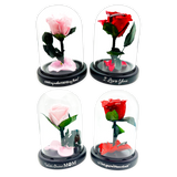 Glass Dome Real Preserved Rose Keepsake- 4 Pieces Per Retail Ready Display 25008