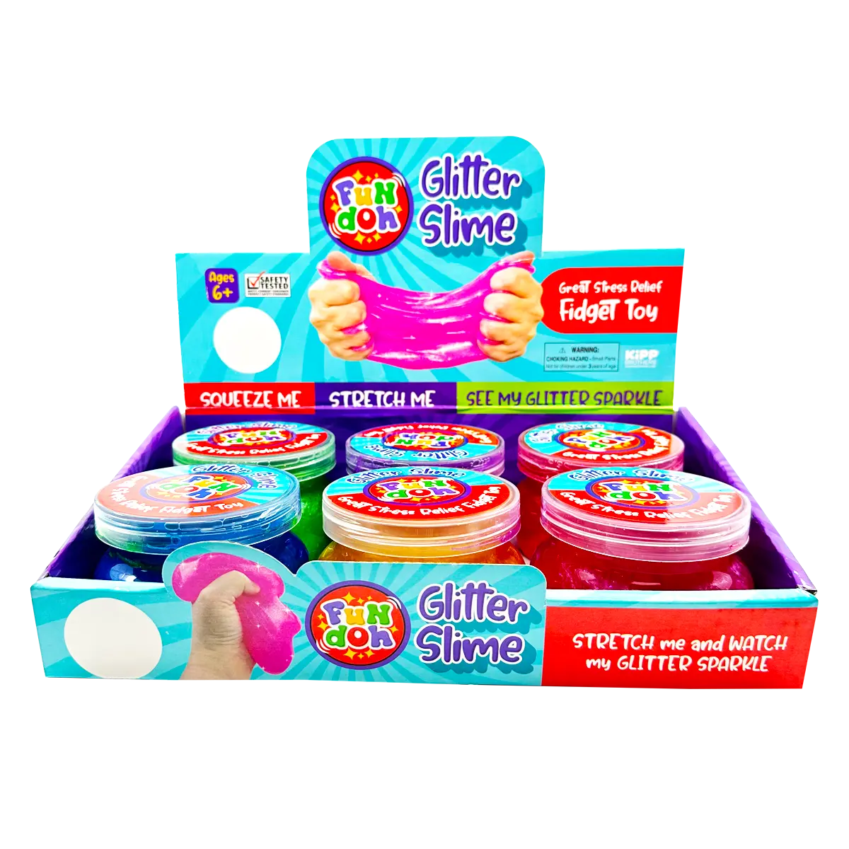 Fun Doh Glitter Slime - 6 Pieces Per Retail Ready Display 25034 KIPP BROTHERS