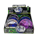 Glass Metal Plated Round Ashtray - 6 Pieces Per Retail Ready Display 25079 SMOKEZILLA