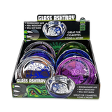 Glass Metal Plated Round Ashtray - 6 Pieces Per Retail Ready Display 25079 SMOKEZILLA