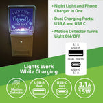 Night Light USB / USB-C Dual Port AC Wall Charger - 6 Pieces Per Retail Ready Display 25132 GADGET GEAR
