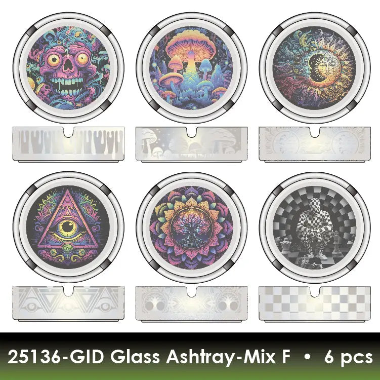 Glow in The Dark Glass Ashtray - 6 Pieces Per Retail Ready Display 25136 SMOKEZILLA