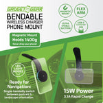 Bendable Wireless Charger Magnetic Phone Mount 15 Watts - 4 Pieces Per Retail Ready Display 25249 GADGET GEAR