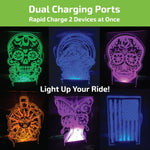 Car Charger DC Dual Port USB / USB-C with Illuminating Effects - 6 Pieces Per Retail Ready Display 25272 GADGET GEAR