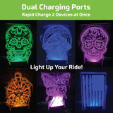 Car Charger DC Dual Port USB / USB-C with Illuminating Effects - 6 Pieces Per Retail Ready Display 25272 GADGET GEAR
