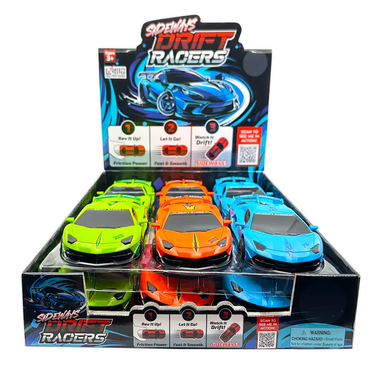Sideways Drift Racers - 12 Pieces Per Retail Ready Display 25301 KIPP BROTHERS