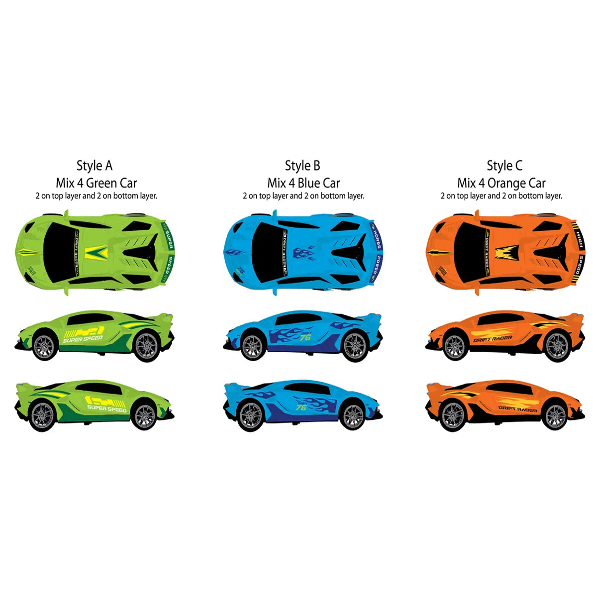 Sideways Drift Racers - 12 Pieces Per Retail Ready Display 25301 KIPP BROTHERS