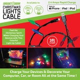 Christmas Light 3FT USB-to-Lightning / USB-C Sync and Charge Cables - 6 Pieces Per Display 25327 NOVELTY INC