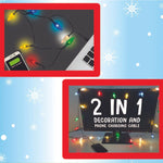 Christmas Light 3FT USB-to-Lightning / USB-C Sync and Charge Cables - 6 Pieces Per Display 25327 NOVELTY INC
