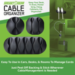 Peel+Stick Cable Organizer Sets - 6 Pieces Per Retail Ready Display 25377 GADGET GEAR