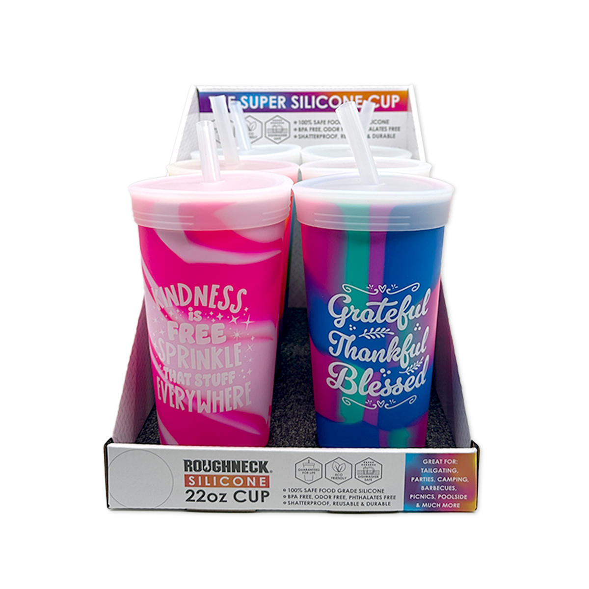 Silicone 22oz Super Cups - 6 Pieces Per Retail Ready Display 25605 ROUGHNECK