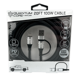 Charging Cable Quick Switch 2 in 1 Multi-Head USB to USB-C 20FT 100W - 6 Pieces Per Retail Ready Display 25823