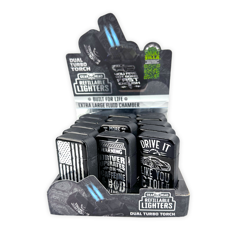 Big Bubba Dual Torch Foil Sticker Lighter - 15 Pieces Per Retail Ready Display 25837 SMOKEZILLA