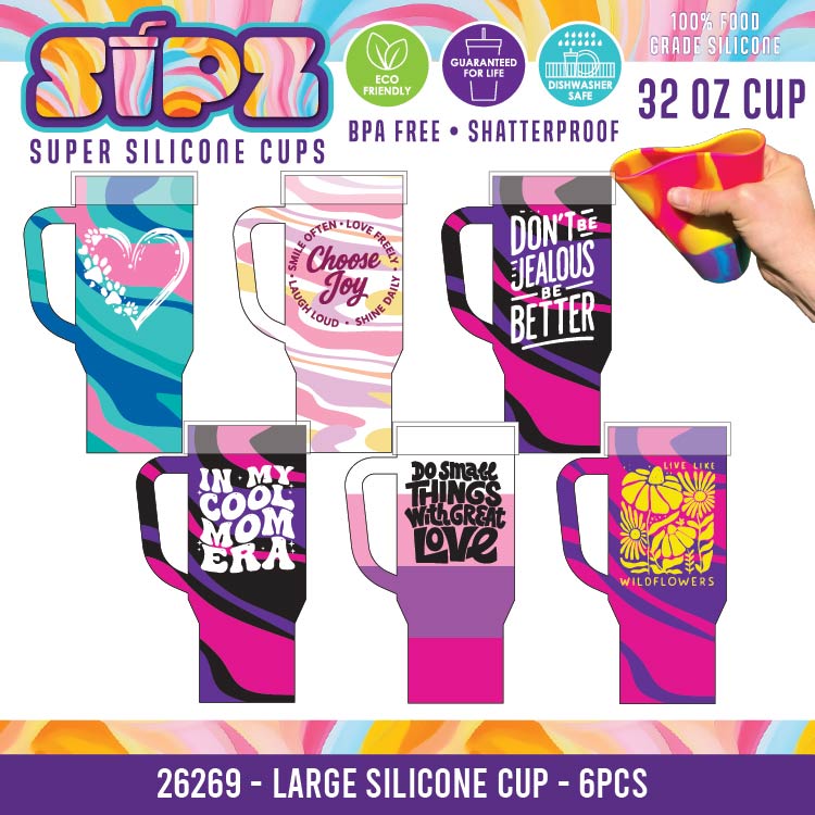 Sipz Silicone Cup Assortment Floor Display - 38 Pieces Per Retail Ready Display Kit 88622 NOVELTY INC