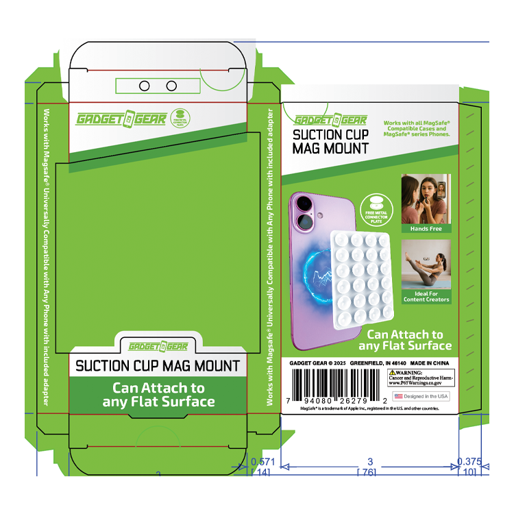 Suction Cup Magnetic Mount - 6 Pieces Per Retail Ready Display 26279 GADGET GEAR