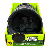 Round Ceramic Black Ashtray - 5 Per Retail Ready Display 40321