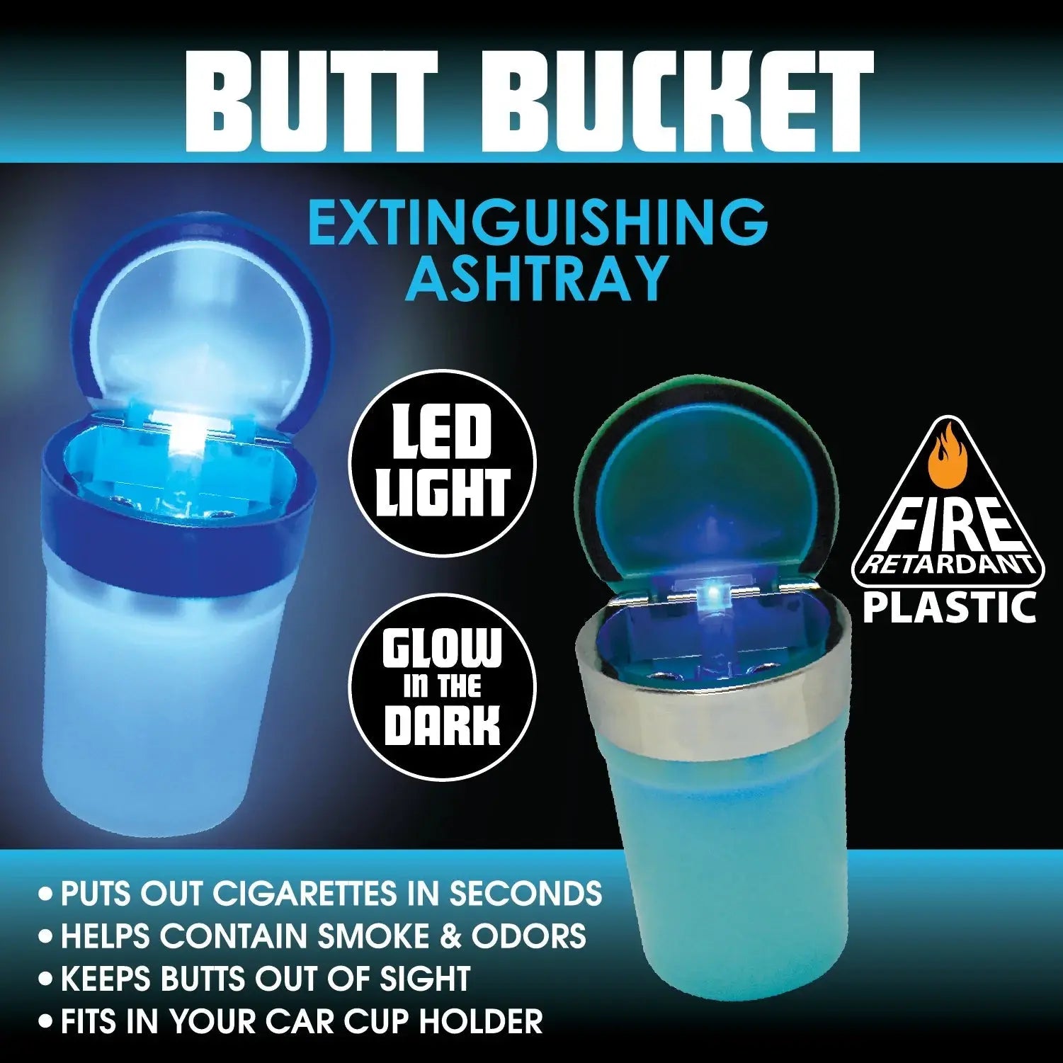 Glow in The Dark Butt Bucket Ashtray with LED Light - 4 Pieces Per Retail Ready Display 40970 SMOKEZILLA