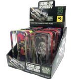 Glass Ashtray with LED Light Up Design - 6 Per Retail Ready Wholesale Display 41473 SMOKEZILLA