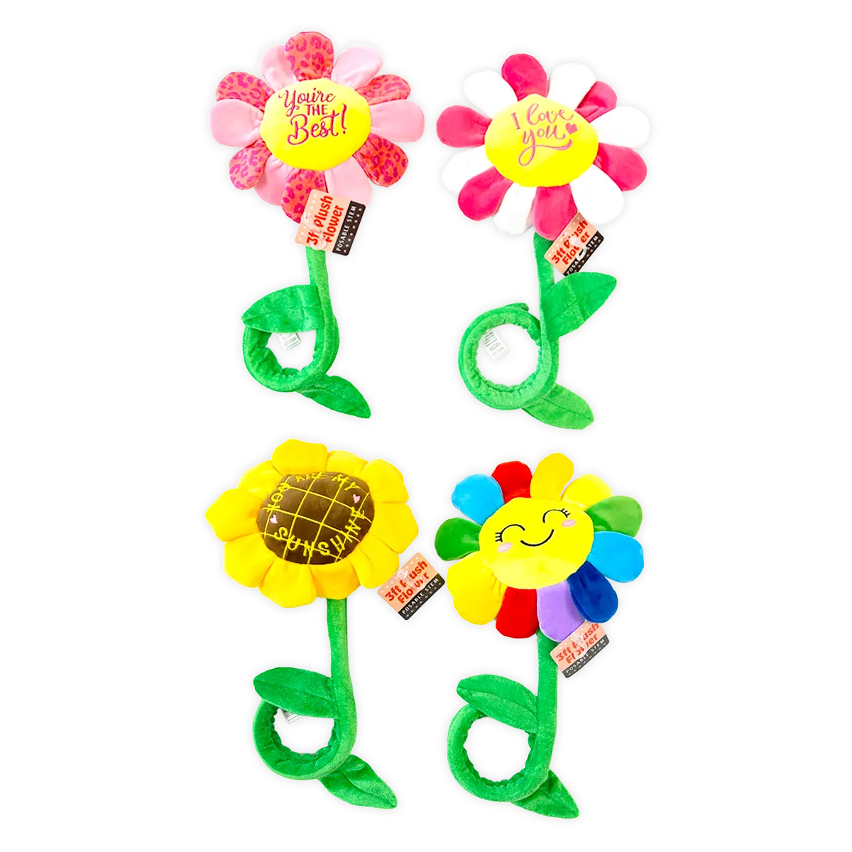 Plush Flower 36" Assortment - 8 Pieces Per Retail Ready Display 41664 KIPP BROTHERS