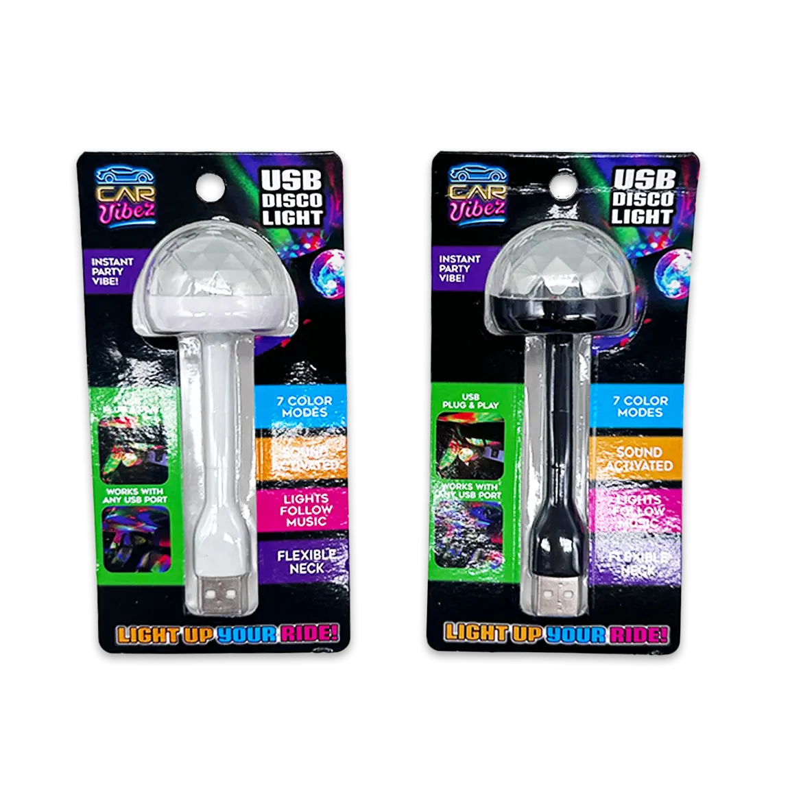 Mood Light Mini USB Disco Ball - 4 Pieces Per Retail Ready Display 41677 CAR VIBEZ