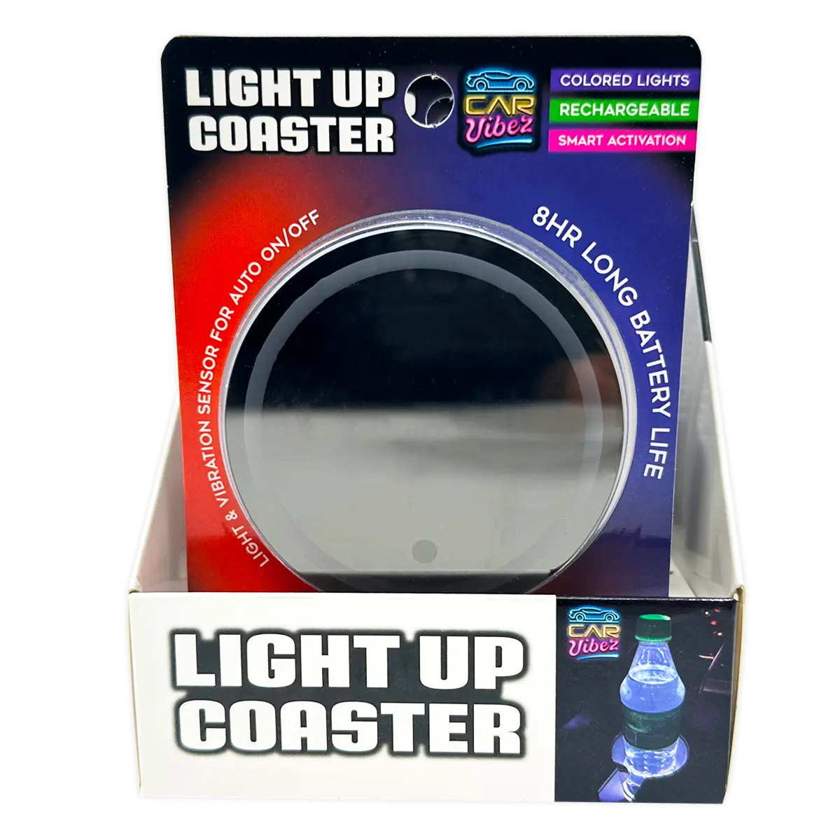 Mood Light LED Light-Up Coaster - 4 Pieces Per Retail Ready Display 41678 CAR VIBEZ