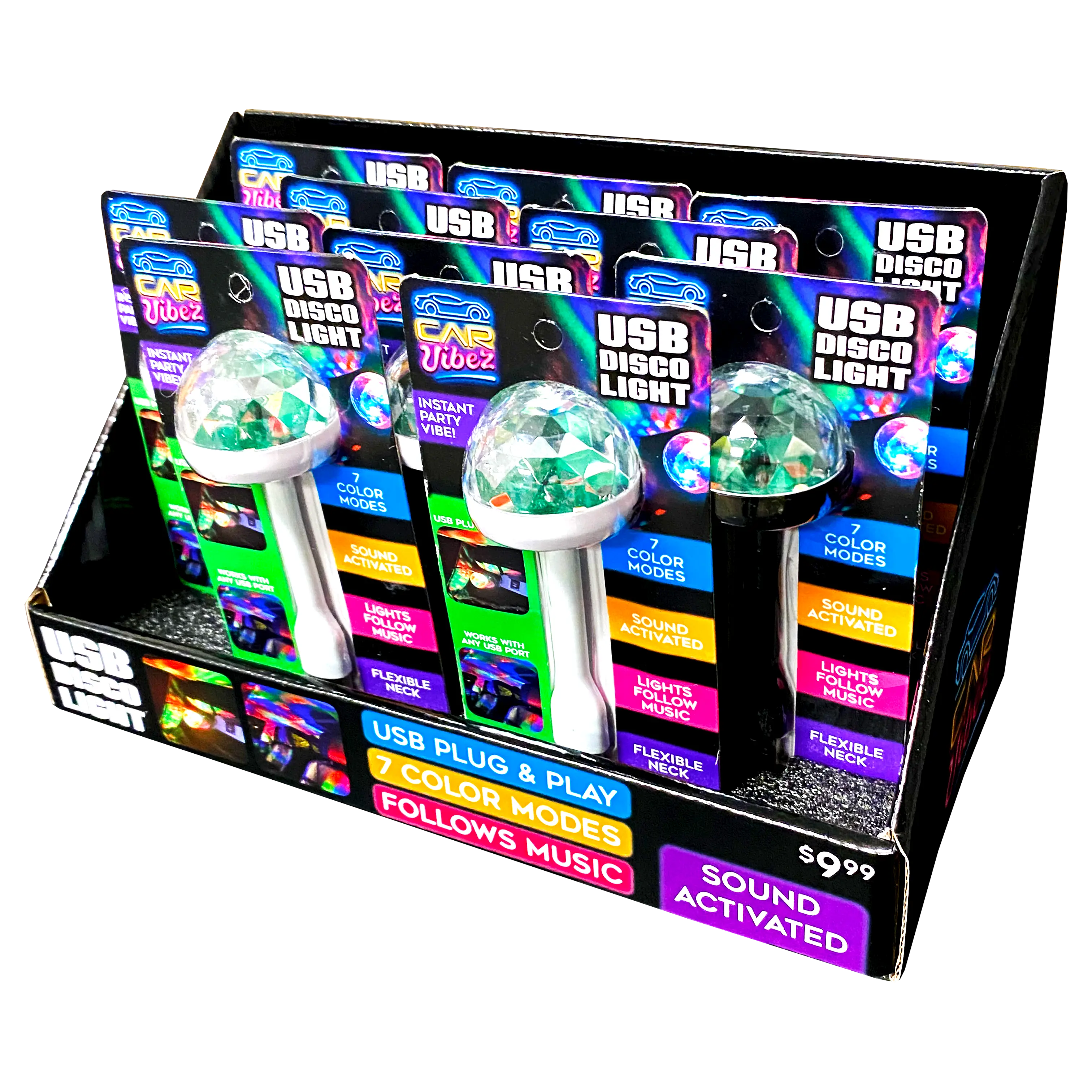 Car Lighting and Auto Accessories Assortment Floor Display - 40 Pieces Per Retail Ready Display 88540 CAR VIBEZ