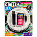 Charging Cable LED Light Up Assortment- 6 Pieces Per Retail Ready Display 88472