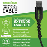 Charging Cable Reinforced Assortment 3FT 2.4 Amp- 6 Pieces Per Retail Ready Display 88476