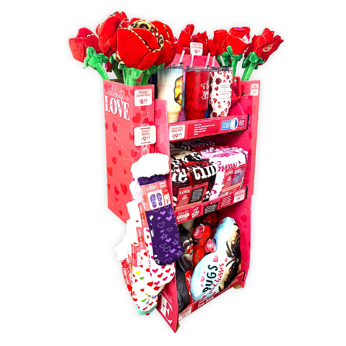 Valentine's Day Plush and Gift Assortment Floor Display - 48 Pieces Per Retail Ready Display 88501 KIPP BROTHERS