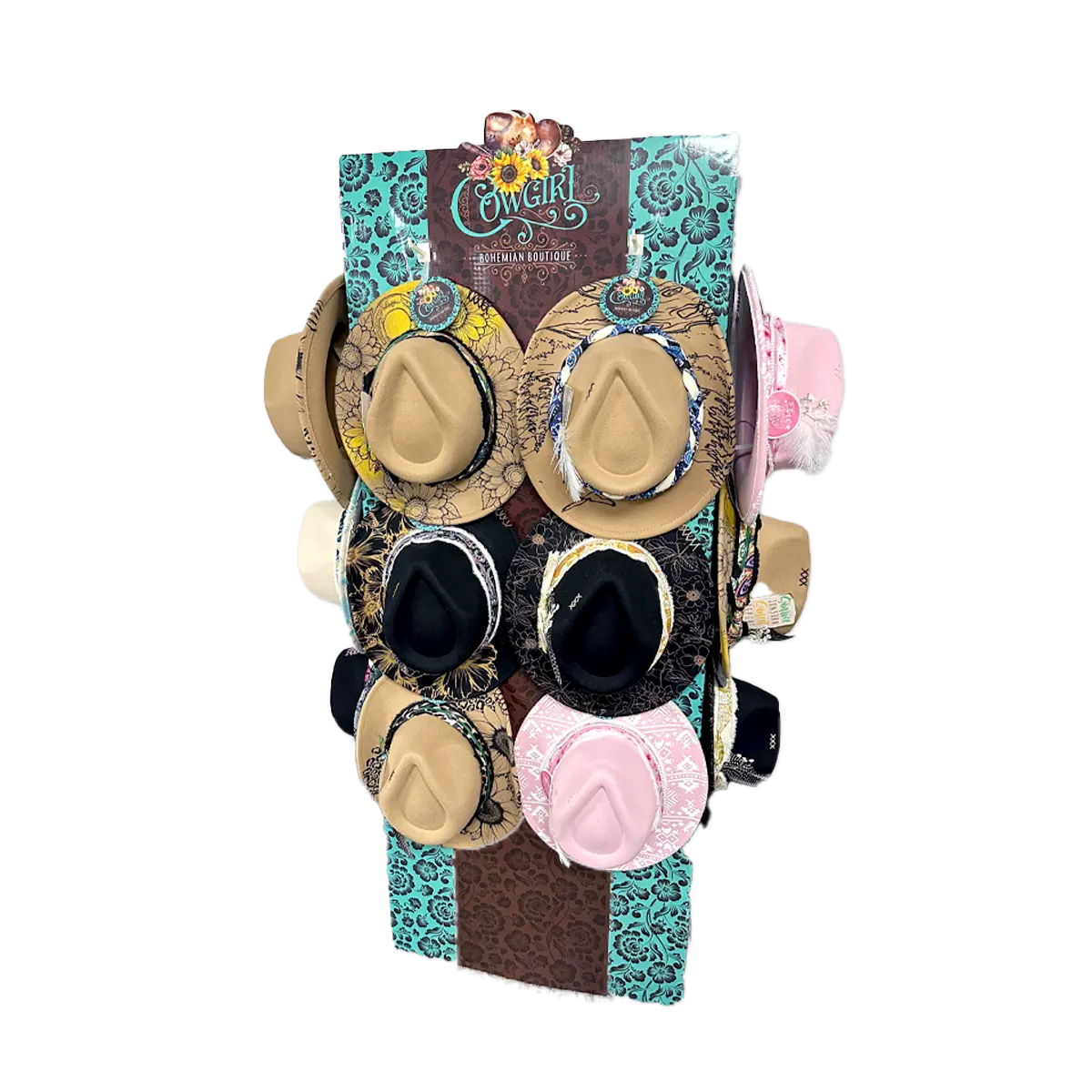 Cowgirl Hat Assortment Floor Display - 12 Pieces Per Retail Ready Display 88538 NOVELTY INC