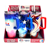 40 oz Insulated Stainless-Steel Patriotic Printed Cups - 12 Pieces Per Retail Ready Kit Display 88539