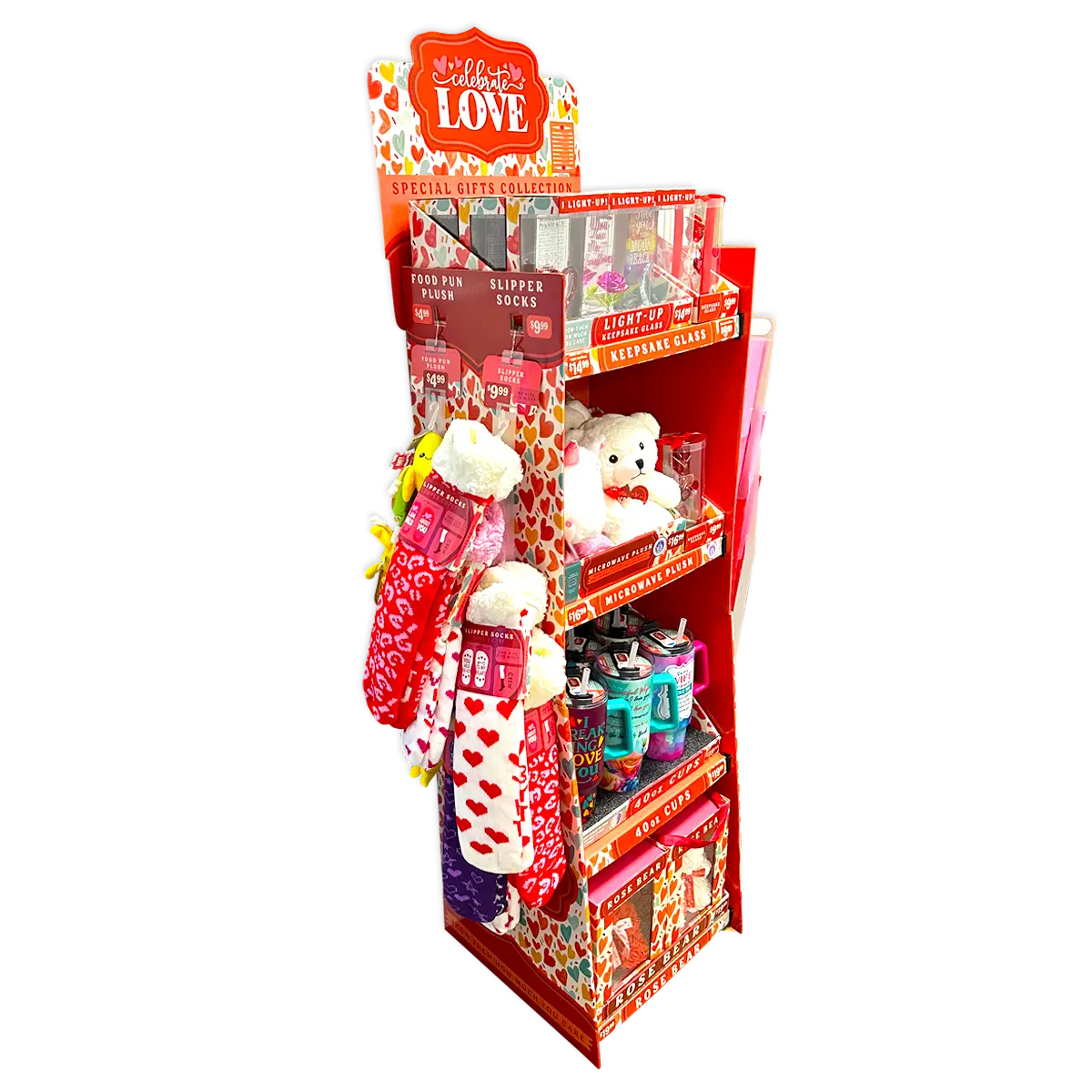 Valentine's Day Glass and Gift Assortment Floor Display - 57 Pieces Per Retail Ready Display 88573 KIPP BROTHERS