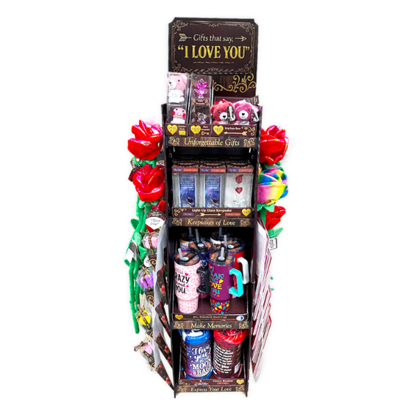 Valentines Day Rose Plush and Gift Assortment Floor Display - 78 Pieces Per Retail Ready Display Kit 88615 NOVELTY INC
