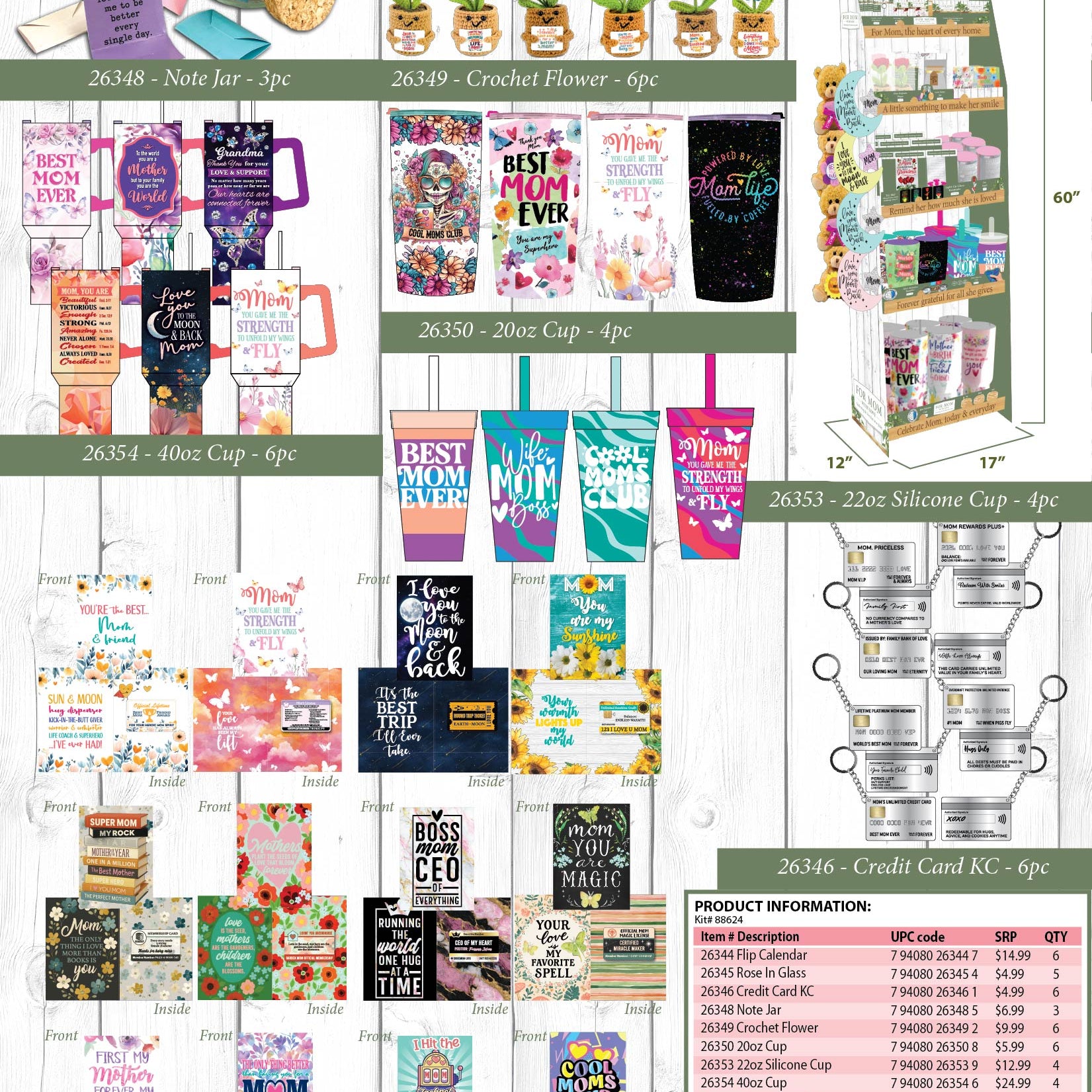 Mothers Day For Mom with Love Assortment Floor Display - 86 Pieces Per Retail Ready Display Kit 88624 NOVELTY INC