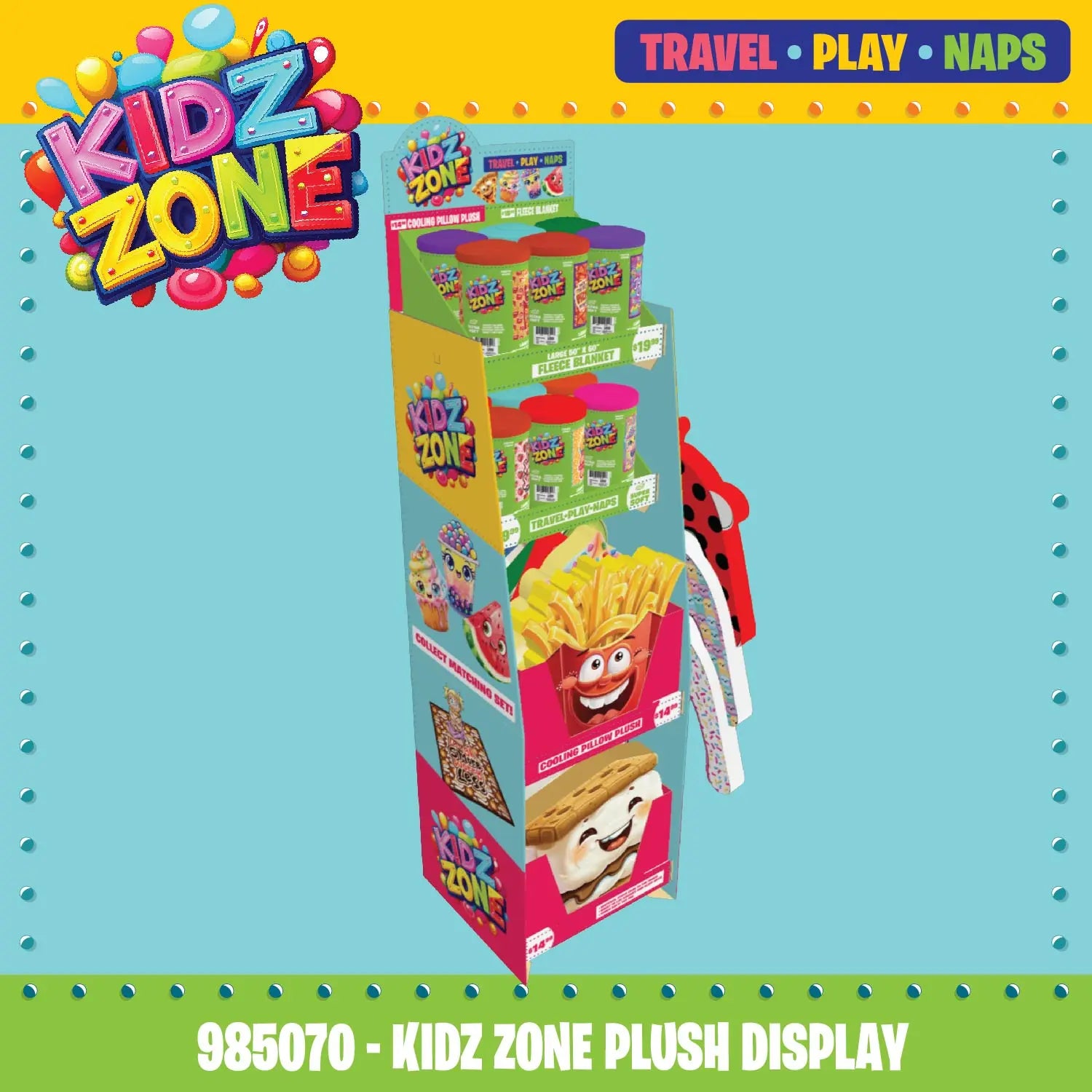 Kids Zone Plush Assortment Floor Display - 30 Pieces Per Retail Ready Display 88564 KIPP BROTHERS