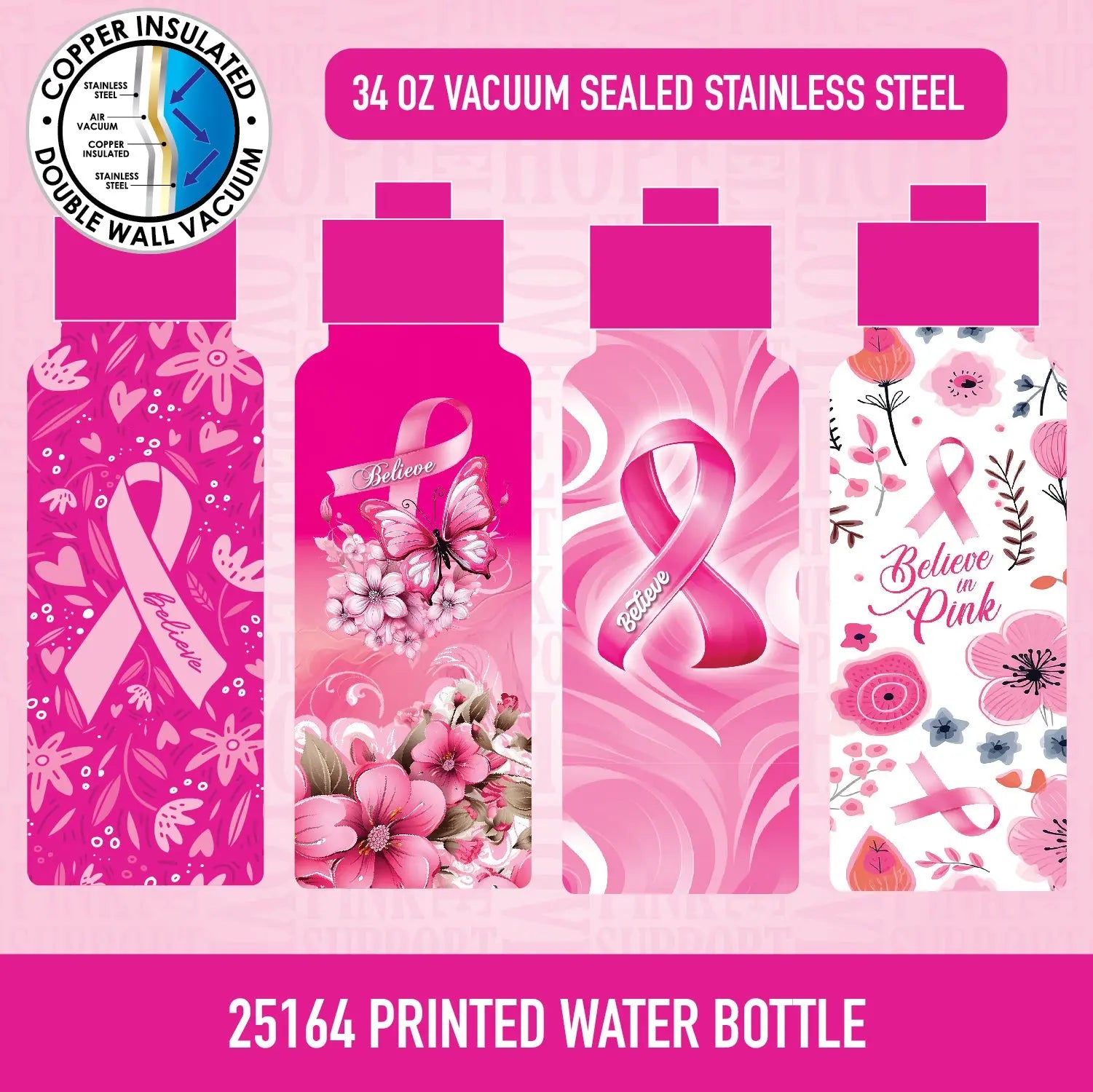 Breast Cancer Awareness Pink Support Squad Assortment Floor Display - 89 Pieces Per Retail Ready Display 88560 NOVELTY INC