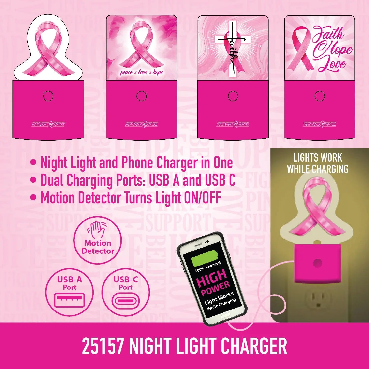 Breast Cancer Awareness Pink Support Squad Assortment Floor Display - 89 Pieces Per Retail Ready Display 88560 NOVELTY INC