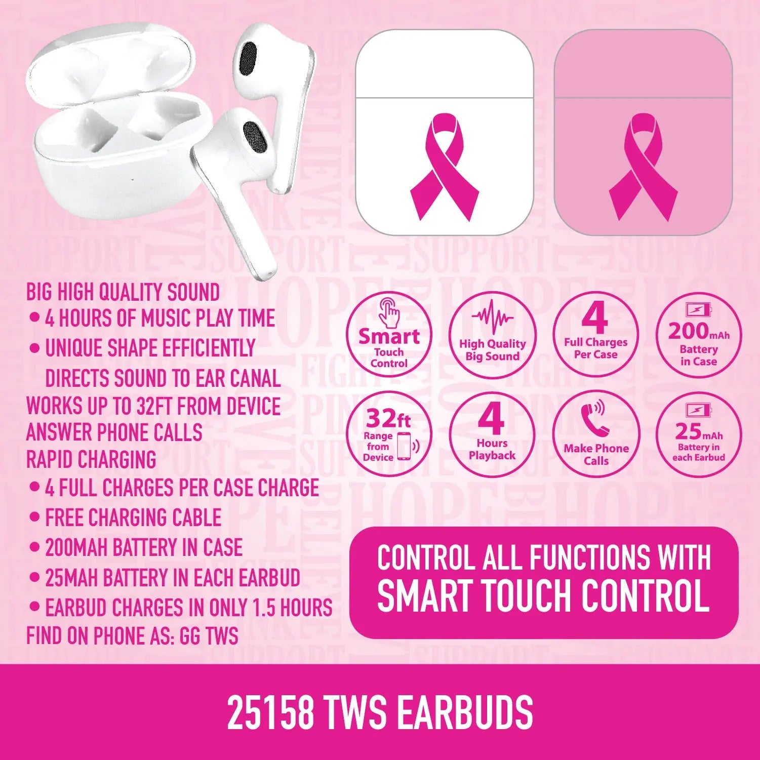 Breast Cancer Awareness Pink Support Squad Assortment Floor Display - 89 Pieces Per Retail Ready Display 88560 NOVELTY INC