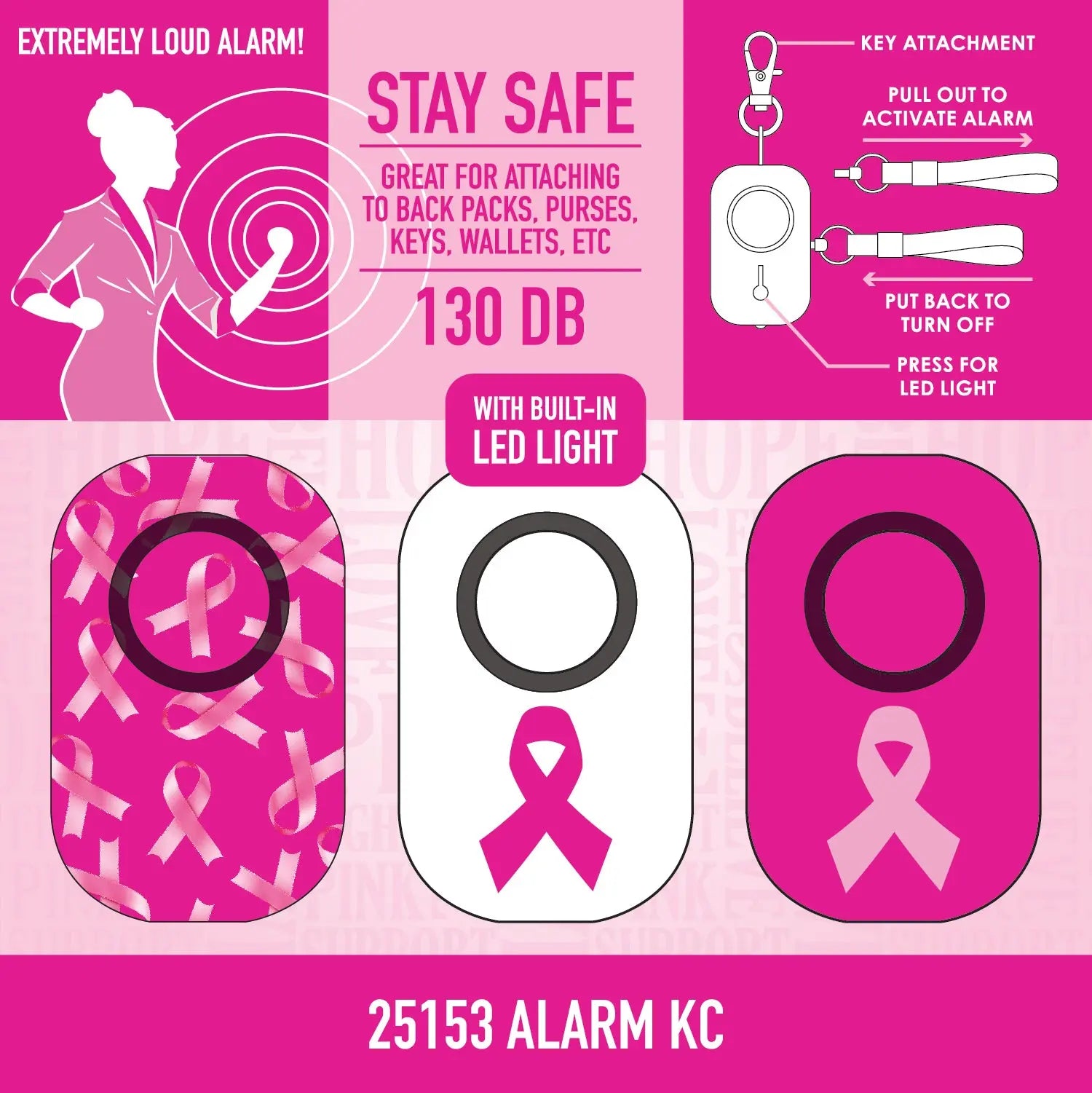 Breast Cancer Awareness Pink Support Squad Assortment Floor Display - 89 Pieces Per Retail Ready Display 88560 NOVELTY INC