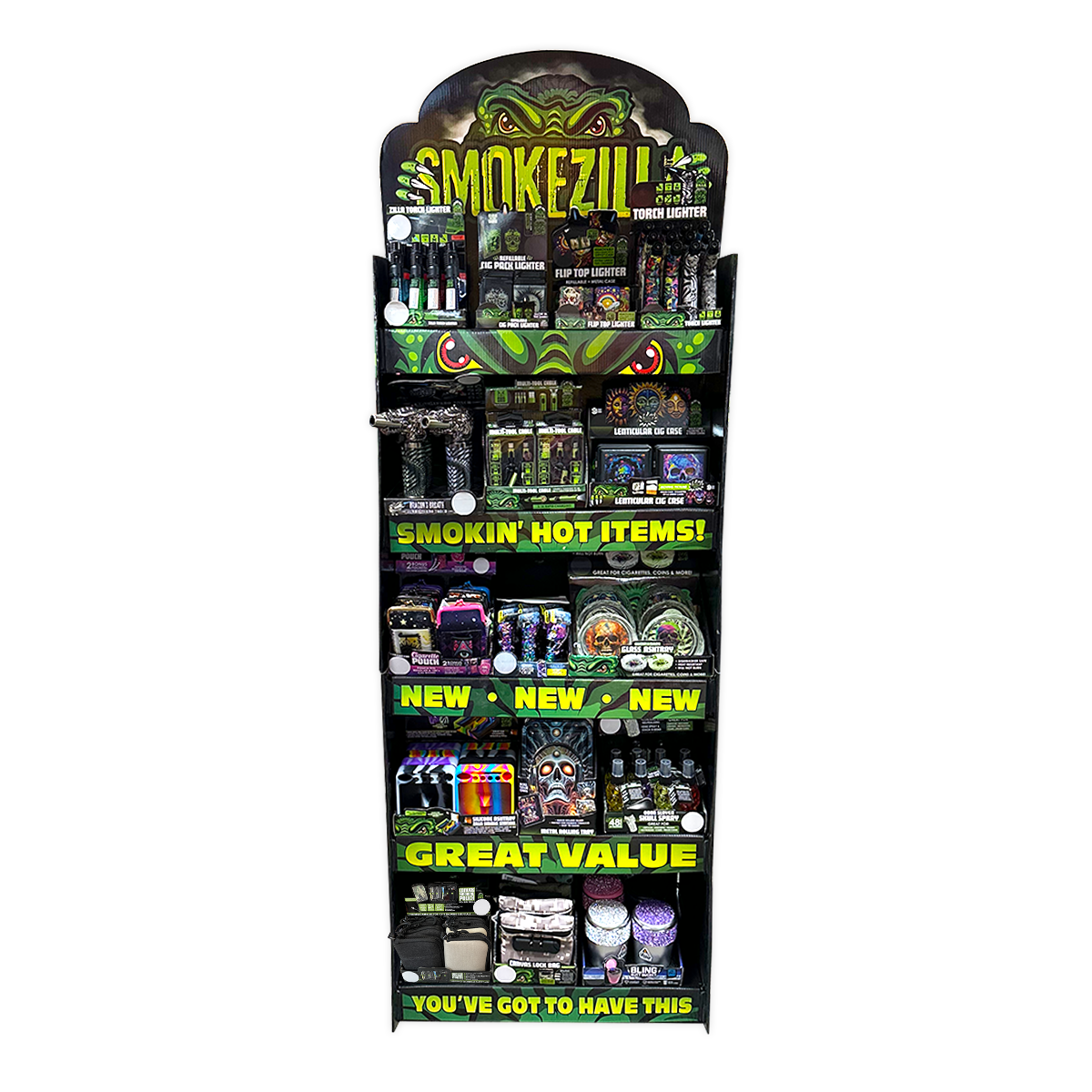 Smoking Accessories Assortment Floor Display - 138 Pieces Per Retail Ready Display 88620 SMOKEZILLA