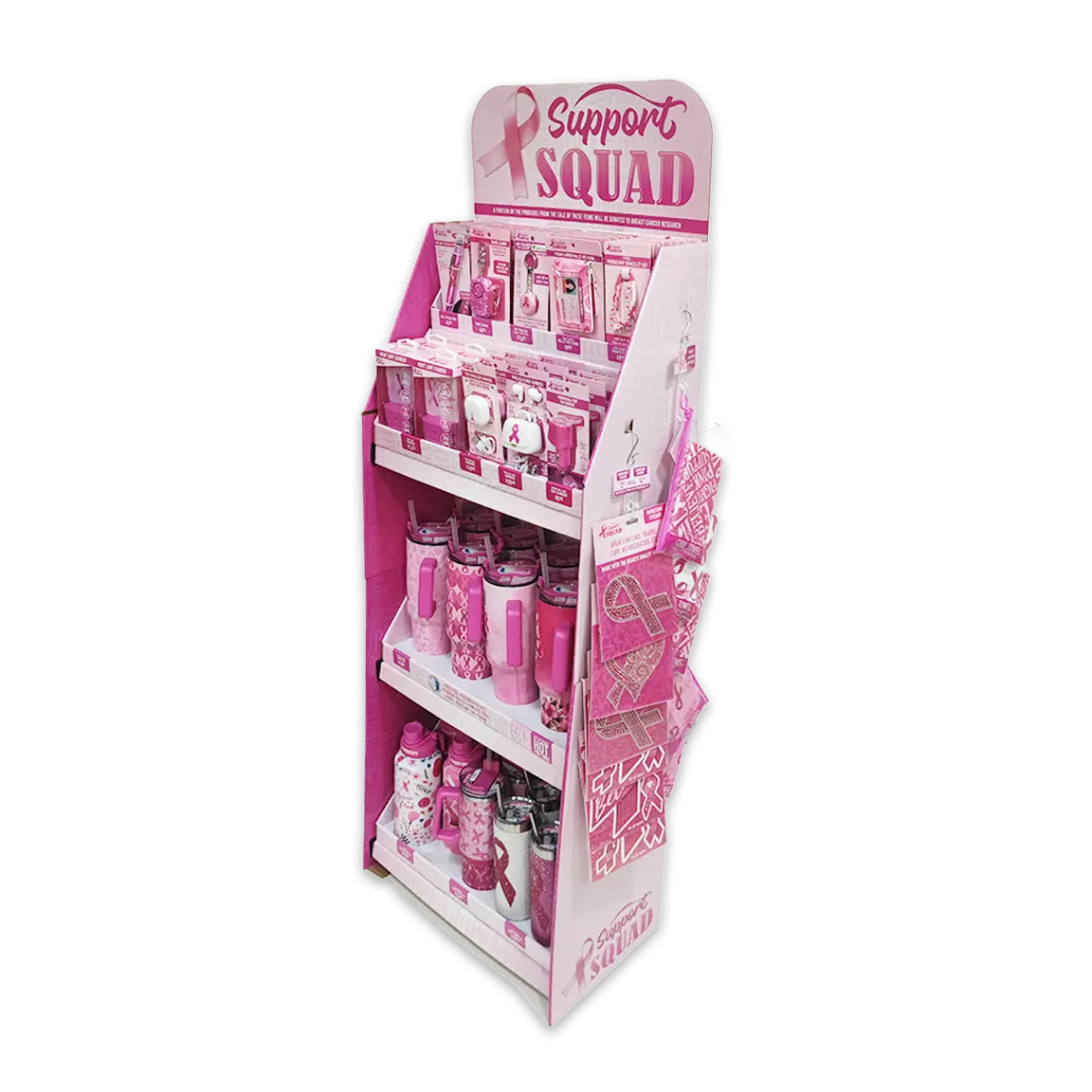 Breast Cancer Awareness Pink Support Squad Assortment Floor Display - 89 Pieces Per Retail Ready Display 88560 NOVELTY INC