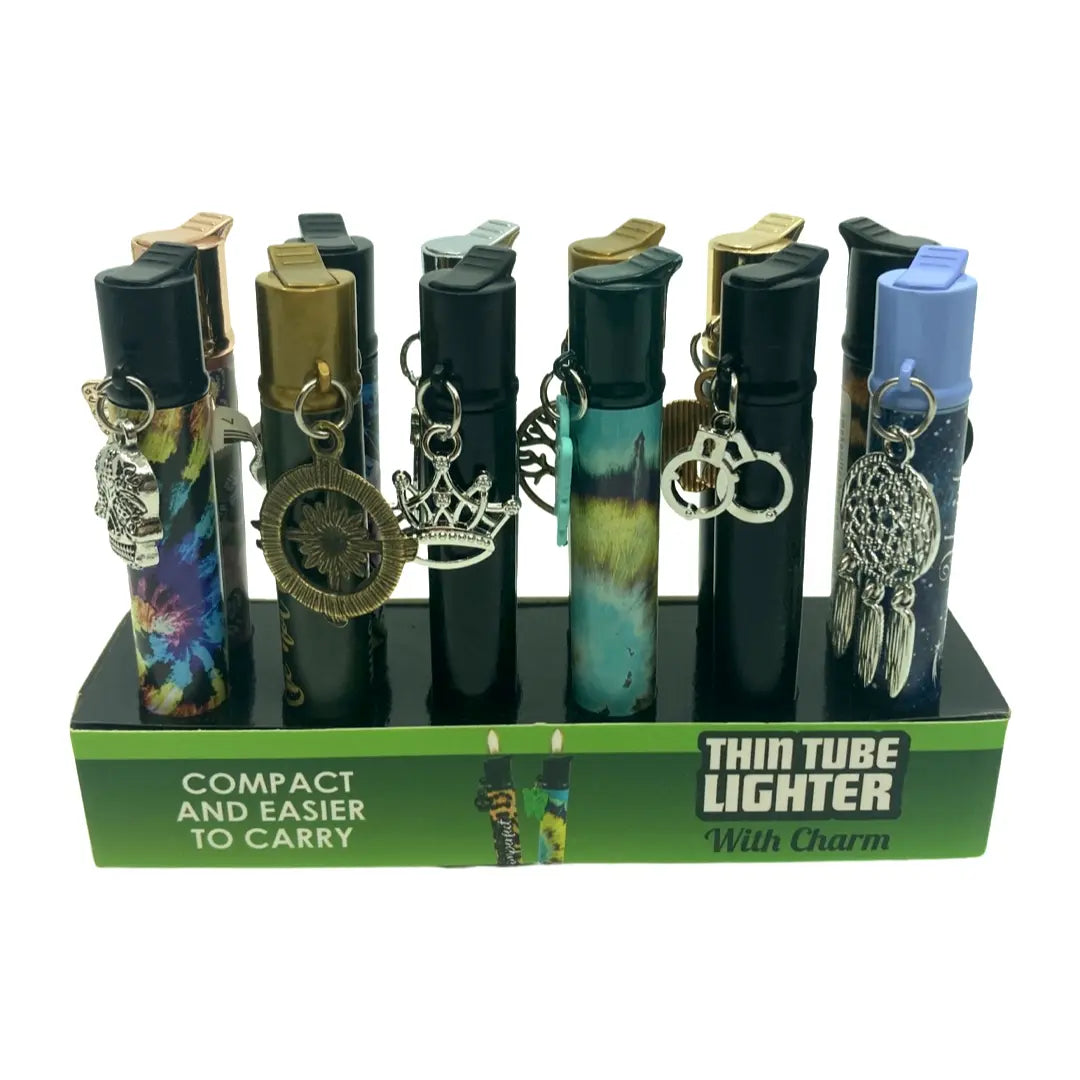 Thin Tube Lighter with Charm- 12 Pieces Per Retail Ready Display 41485 SMOKEZILLA