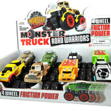 Friction Toy Car Monster Truck Road Warrior Assortment - 8 Pieces Per Retail Ready Display 20475
