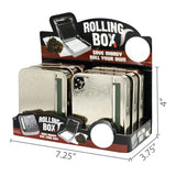 Metal Cigarette Rolling Box with Engraved Top - 6 Pieces Per Retail Ready Display 21502