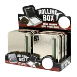 Metal Cigarette Rolling Box with Engraved Top - 6 Pieces Per Retail Ready Display 21502