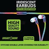 Wired Earbuds Iridescent with Mic- 6 Pieces Per Retail Ready Display 21946