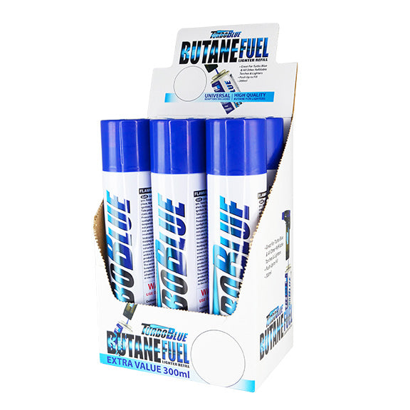 ITEM NUMBER 022006 TORCH BLUE 300ML BUTANE FUEL 6 PIECES PER DISPLAY