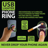 Ring Phone Holder with USB Coil Lighter - 6 Pieces Per Retail Ready Display 22087
