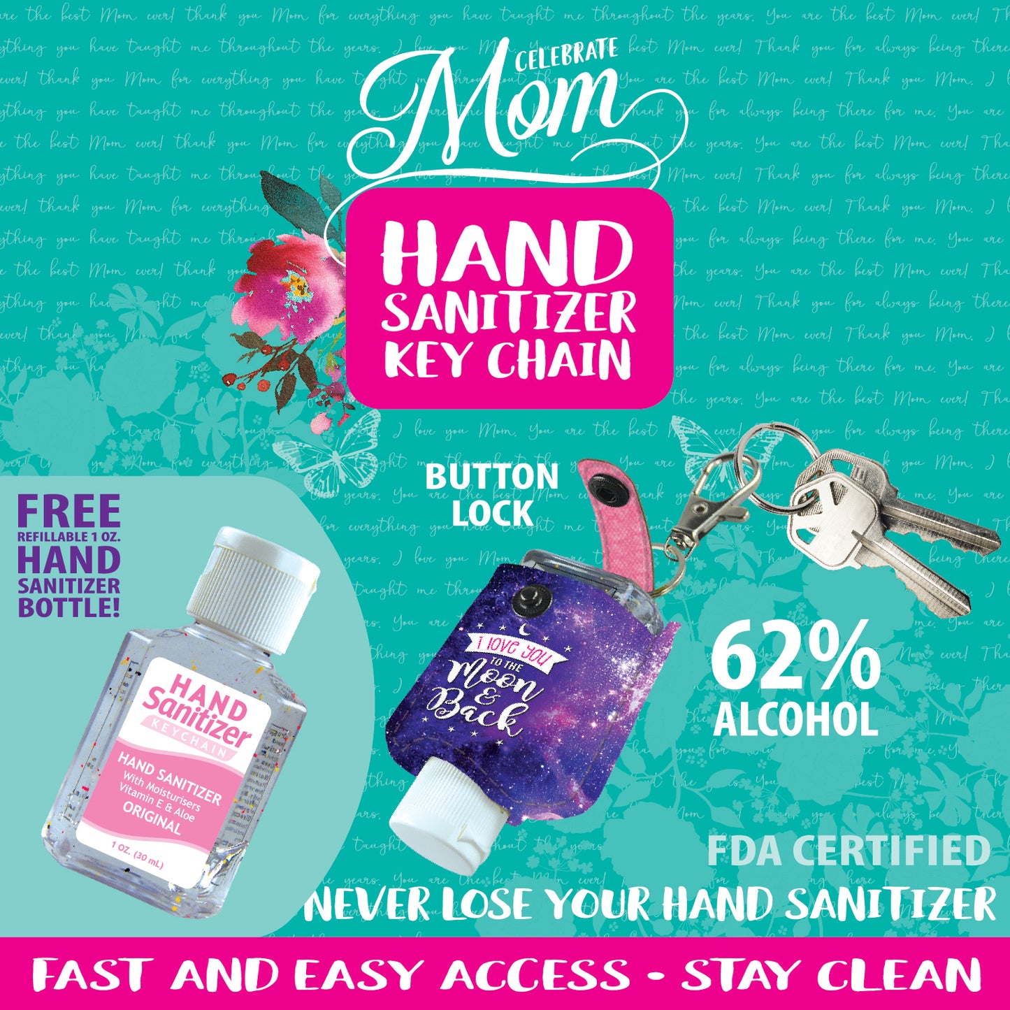 ITEM NUMBER 022108 MOTHER'S DAY HAND SANITIZER 12 PIECES PER DISPLAY