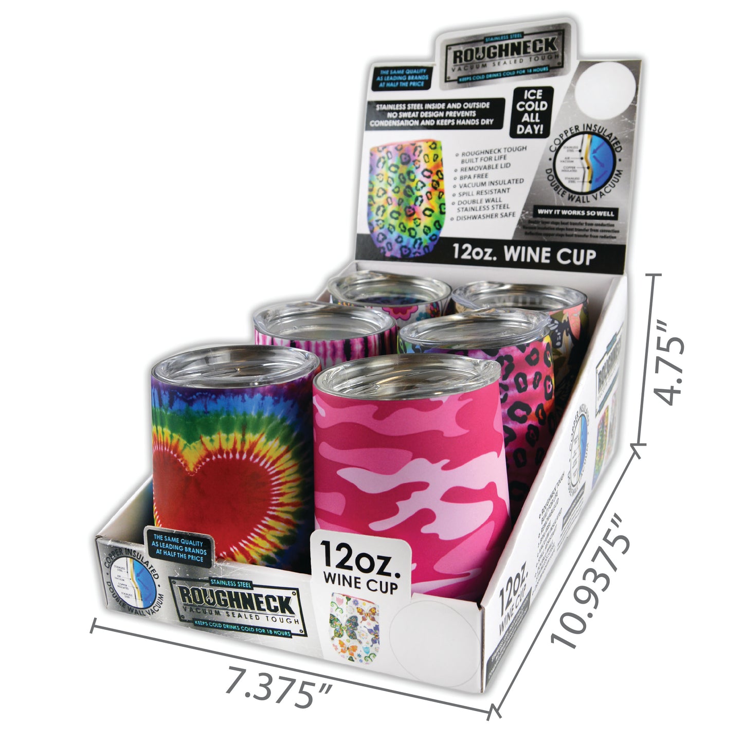 ITEM NUMBER 022265 WINE CUP MIX A PATTERNS 6 PIECES PER DISPLAY